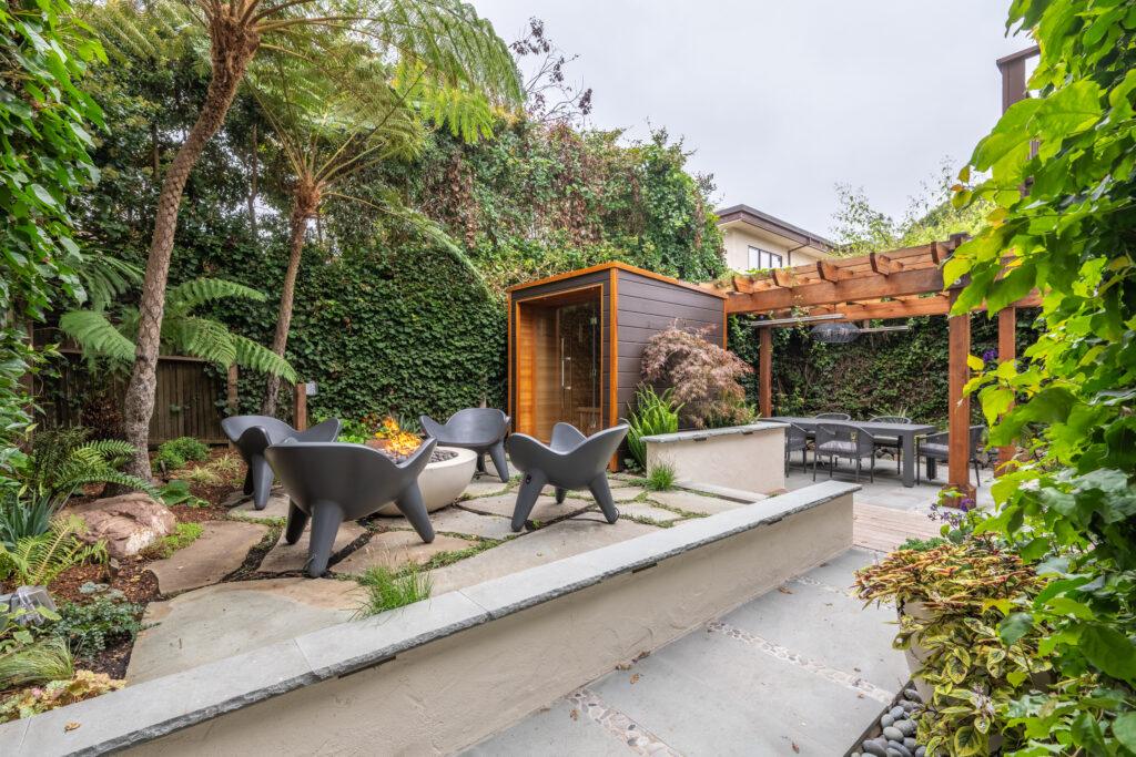 Bluestone garden path with ground cover at the Carmel Zen Garden outdoor living project